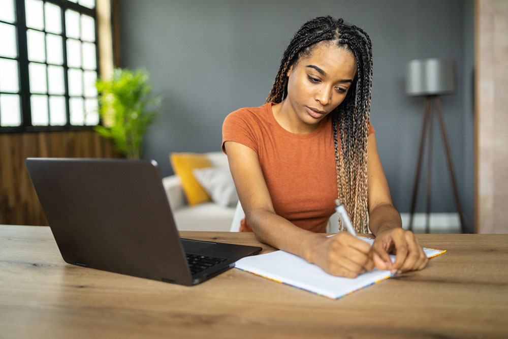 student studying for class