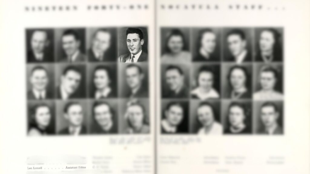 | Tennessee Wesleyan University Spread of a yearbook with small black‑and‑white student portraits arranged in a grid on two facing pages