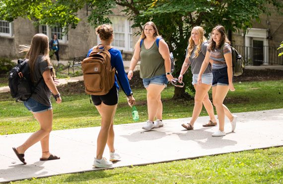 TWU students walking on campus